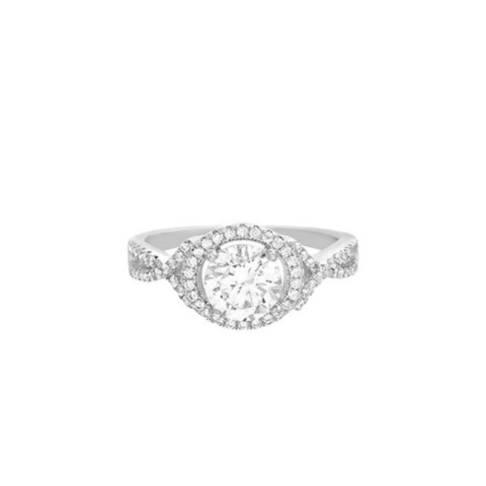 Halo & Crossover ring with Swarovski crystals